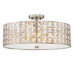 Catherine Flush Mount with a crystal-accented drum shade around the light source from Quoizel