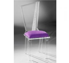 Hollywood Dining Chair with an acrylic fame and purple seat from Muniz