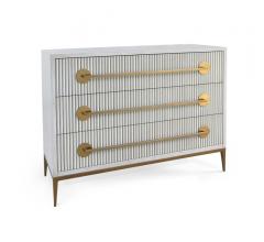 Carlyle three-drawer chest in white with gold handles from John-Richard