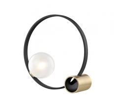 Circular Zena table lamp in black and Aged Brass from Hudson Valley Lighting's Mitzi Collection