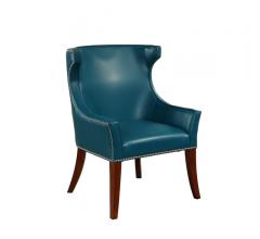Peyton armchair in teal with nailhead trimming and wood legs from Abbyson Living