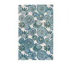Flower Pop Peacock area rug in blue and olive green flowers on a beige background from Capel Rugs