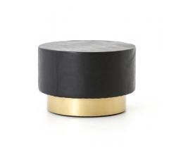 Flint bunching table in black leather with a gold base