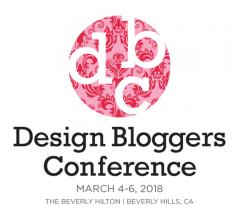 Design Bloggers Conference logo in pink and white