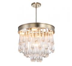 Julien Chandelier in Distressed Twilight with dripping crystals hanging from metal bar from Crystorama