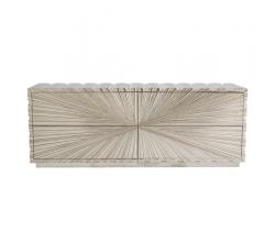 Linen Fold Cabinet with a textural starburst front in a silver finish from Global Views