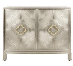 Antonella metal chest in Champagne with two doors and quatrefoil hardware from Safaveih