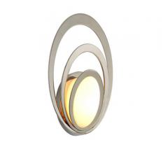 Stratus Outdoor Wall Light with three silver rings surrounding an LED light from Troy Lighting