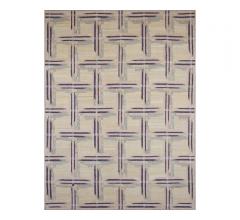 M327 area rug with geometric shapes in purple from French Accents