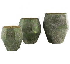 Set of three Nayla vases in green with a gold leaf finish on the inside from Surya