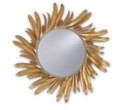 Folium round mirror with leaves around the perimeter from Currey & Company