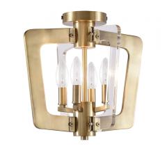 Stillwater Flush Mount in gold with two interlocking squares and four bulbs from Dainolite