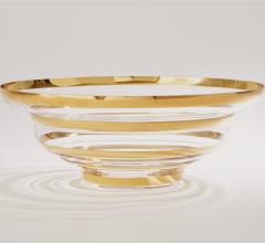Saturn Bowl with lines of gold alternating with clear glass from Global Views