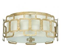 Sabina Flush Mount with sqaure halo design in Silver LEaf around a drum from Hinkley Lighting