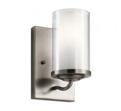 Lorin Wall Sconce with a silver back plate and a