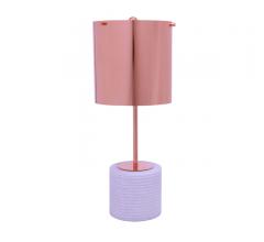 Vico Table Lamp with a rose gold shade and neck and a white base from Moe's Home Collection
