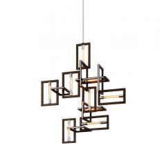 Enigma Pendant with interlocking rectangles with connected Edison bulbs in them from Troy Lighting