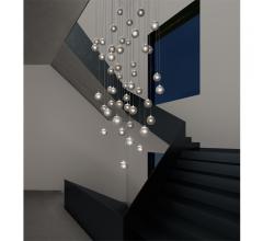 Champagne Bubbles ceiling fixture with descending bubbles from Sonneman incorporates stairwell lighting into this home— A Way of Light