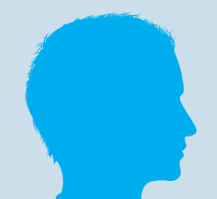 Blue profile of a man's head