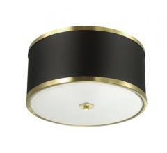Zuri Flush Mount with a black band and brass accents from Dainolite