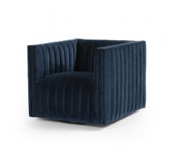 Blue velvet Augustine Swivel chair from Four Hands