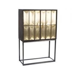 Wood and Metal Cabinet with two doors finished in gold from Sagebrook Home