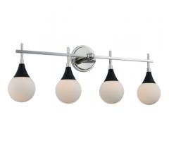 Bogart four-light Bath Light in Matte Black with Polished Nickel accents from Kalco Lighting