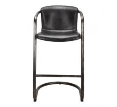 Freeman Barstool with a chrome frame and black leather seating from Moe's Home Collection