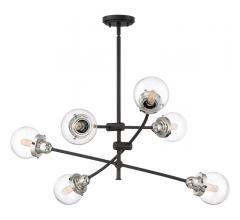Trace sputnik swing arm lamp with Chrome accents and a Matte Black finish from Quoizel