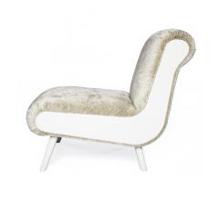 Casablanca Slipper Chair with a white frame a cream fabric in an Art Deco design from Badgley Mischka Home