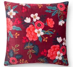 Loloi and Rifle Paper Co. maroon flowered pillow 