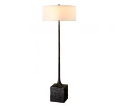 Brera Floor Lamp with a cube base and topped with a white shade from Troy Lighting