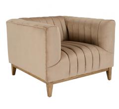 Betty accent chair in a beige fabric and light wood legs and base from Classic Home