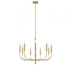 Gold Brianna chandelier with nine lights and tubular arms from ED Ellen DeGeneres by Generation Lighting
