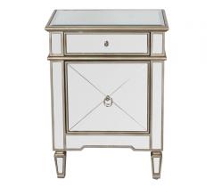 Claudette mirrored Nightstand with one drawer and cabinet from Worlds Away