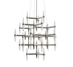 Prism multi-tiered chandelier with diamond-shaped cyrstals in each three-pronged arm from Blackjack Lighting