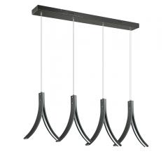 Alison Linear Pendant in black with four LED-integrated Ys hanging from one long box from Dainolite