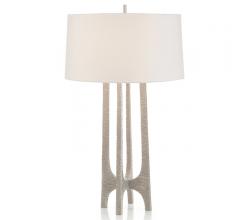 Textured Arc Table Lamp with four connecting cars in silver from John-Richard