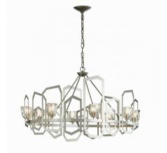 Gatsby circular chandelier with open polygons framing each light from Synchronicity by Hubbardton Forge