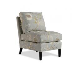 Myers Chair in a gray/blue fabric with floral embroidery designs from Taylor King