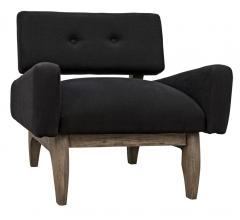 Neville Club Chair in black fabric with light brown legs from Noir Furniture