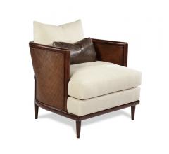 Porter Chair with brown cane frame and beige fabric from Taylor King