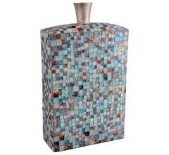 blue, brown and beige Azul Mosaic tall vase from Moe's Home Collection