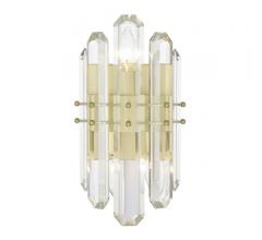 Bolton two-light, crystal Wall Sconce in Aged Brass from Crystorama
