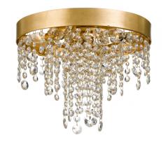 Winham Ceiling Mount with an Antique Gold rim with crystals hanging from it from Crystorama