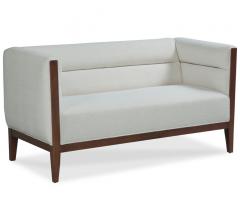 Dyson Loveseat in white with a brown wood frame from Fairfield Chair