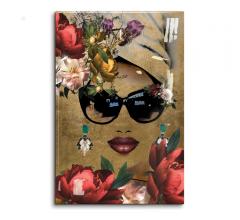 Mambo Queen Lupita acrylic wall art on a gold foil background from Oliver Gal