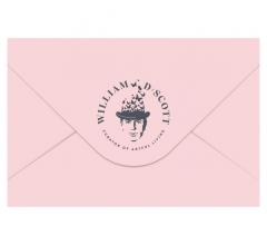 William D Scott logo on pink envelope