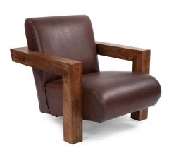 BRown leather and open wood frame Camden Chair from Howard Elliott