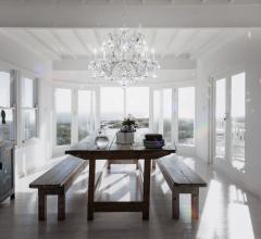 dining room with a Schonbek chandelier